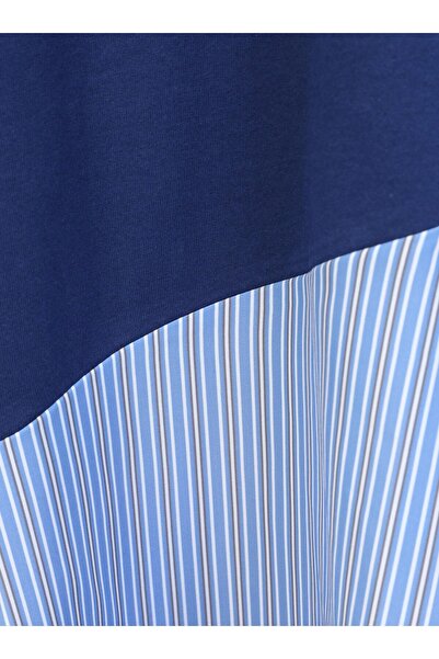 Benin Colorblock Hijab Dress with Line Detail - Navy Blue - Benin