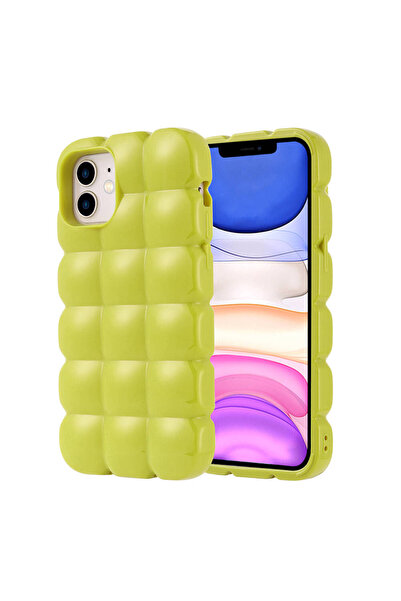 zore iPhone 12 Case Glossy Flexible Silicone Dom Dom Cover - Green