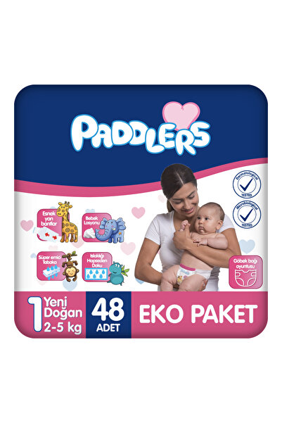 Paddlers Bebek Bezi 1 Numara Yenidoğan 48 Adet (2-5 KG) Eko Paket
