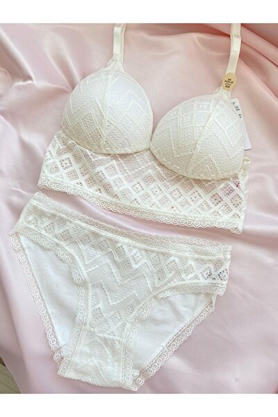 Leonia Design مجموعة Bralet طويلة مفصلة من الدانتيل شرنقة