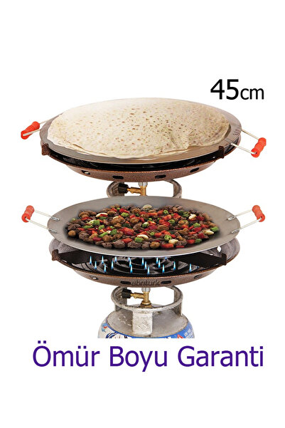abnturk Piknik Tüpüne Takılan 45cm Katmer Ve Saç Kavurmalık Portatif Tüplü Saç Ocak, Hem Saç ,hem Ocak