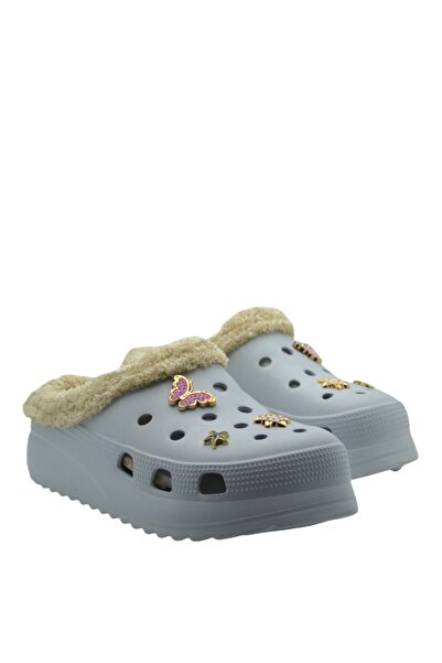 LİVA SHOES Women's Indoor Slippers Furry Stone Eva Winter Orthopedic Slippers