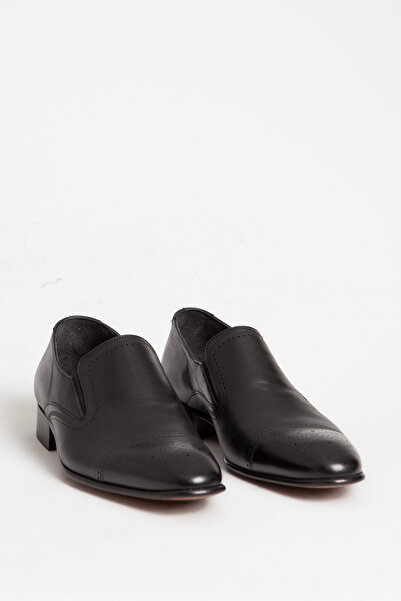 Dericlub Men's Leather Sole Classic Black Leather Shoes - Osc 1914