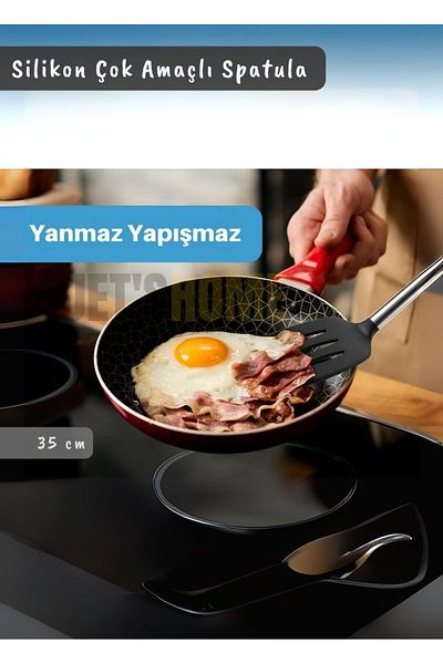Jet's Home Silicone Spatula Serving Spatula Multi-Purpose Spatula with Stainless Handle Black 35 cm