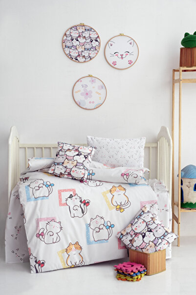 Montisu Mibabies; Crazy Cats, %100 Pamuk Bebek Odası Seti: Nevresim Takımı, K...