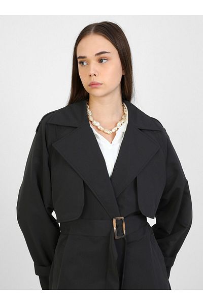 Refka Μαύρη καμπαρντίνα Refka Casual