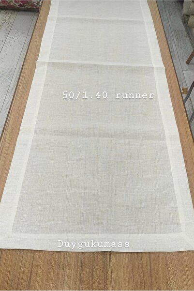 DUYGU KUMAŞ Köşe Çevrili Linen Kumaş Runner