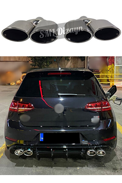 SML Dizayn Volkswagen Golf 7-7.5 R Egzoz Ucu Golf Çiftli Oval Egzoz-Egsoz-Egz...