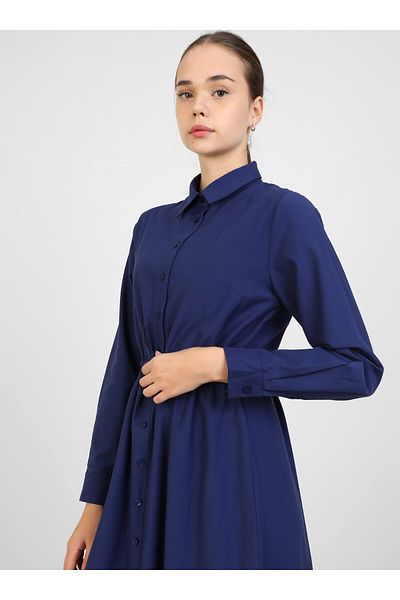 Benin Βαμβακερό φόρεμα Hijab με δέσιμο στη μέση - Navy Blue - Benin