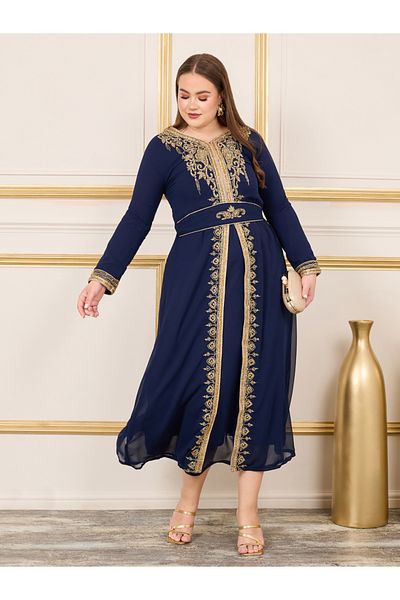 Maxim Creation By Styli Plus Crystal Beaded Detail Front Cut Jalabiya