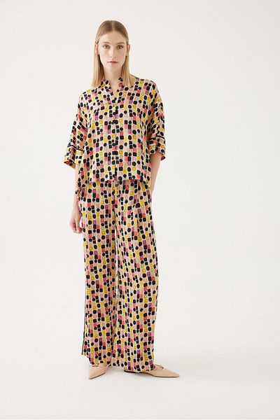Exquise Geometric Patterned Colorful Trousers