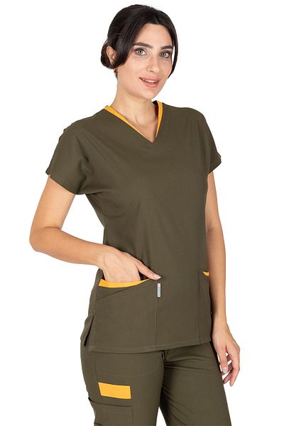 Alsancak Üniforma Twin Flex Khaki Green Lycra Thin Fabric Doctor Jersey and Nurse Jersey Set