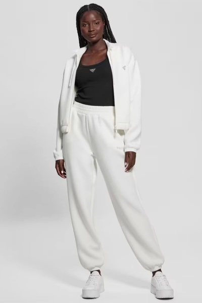Guess سويت شيرت Cecilia Scuba Zip للسيدات بلون كريمي V4BQ14K7UW2-G6K5