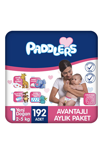 Paddlers Yenidoğan Bebek Bezi 1 Numara (2-5 Kg) 192 Adet – Aylık Paket