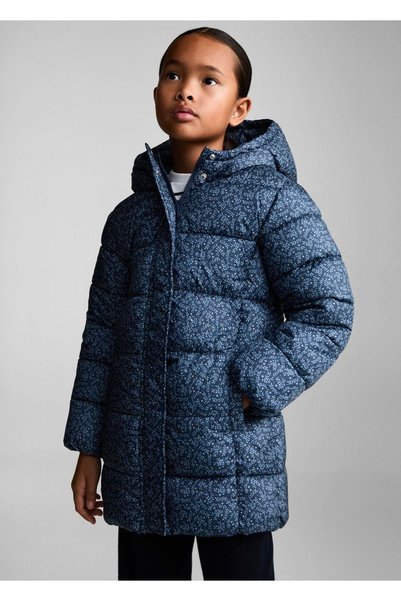 MANGO Kids Çiçek desenli kapitone anorak