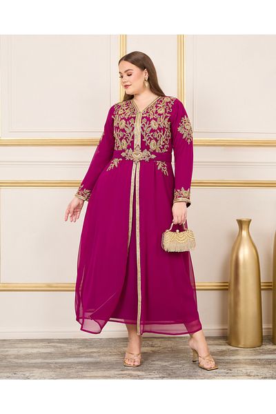 Maxim Creation By Styli Plus Handwork Crystal Beaded Detail Belted Kaftan