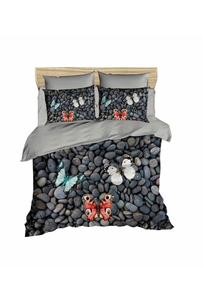 Fabeteks Butterflies and Stones 3D Digital Double Duvet Cover Set