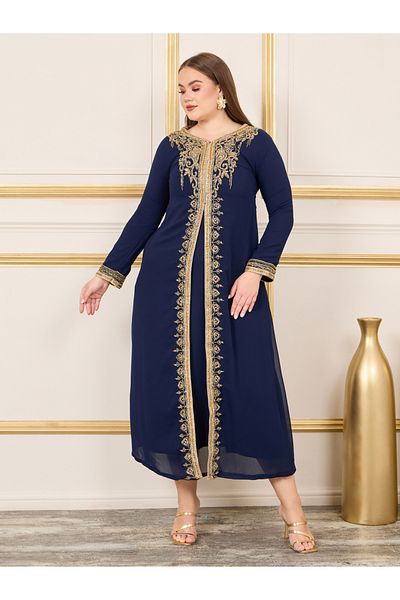 Maxim Creation By Styli Plus Crystal Beaded Detail Front Cut Jalabiya