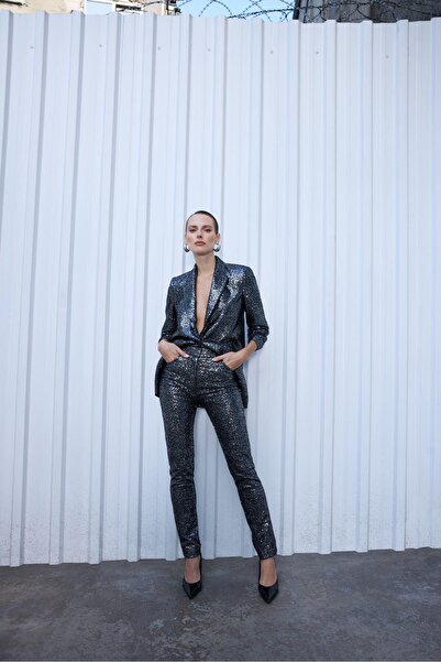 rue Silver Sequin Trousers