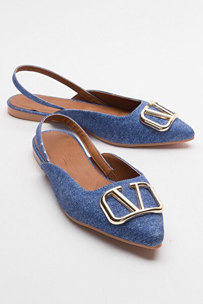 Ccway Pantofi de damă cu cataramă în V BLUE DENIM