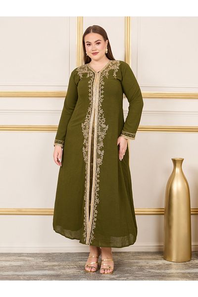Maxim Creation By Styli Plus Handwork Beaded Detail Belted Kaftan