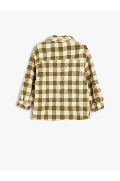Koton Karierte Fleece-Hemdjacke mit Taschen
