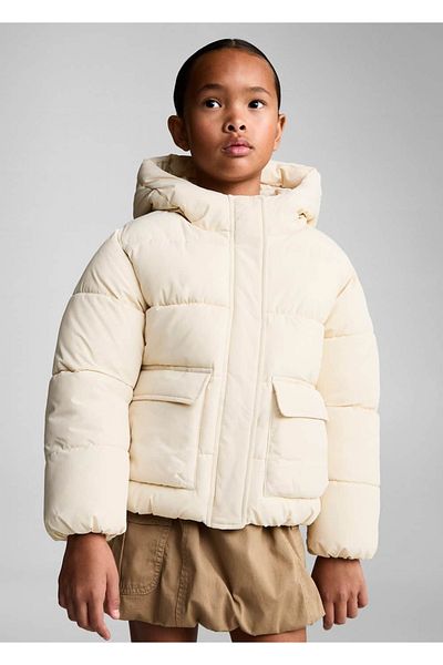 MANGO Kids Quilted Fur Lined Anorak