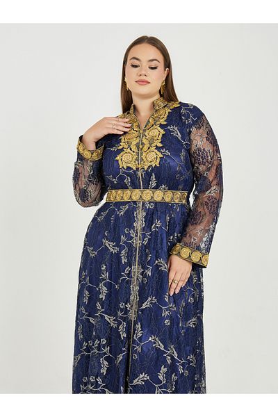 Maxim Creation By Styli Plus Lace Insert Long Sleeves Jalabiya