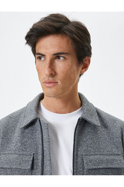 Koton Slim Fit-Jacke aus Viskose-Mix – Taschendetail und Reißverschluss