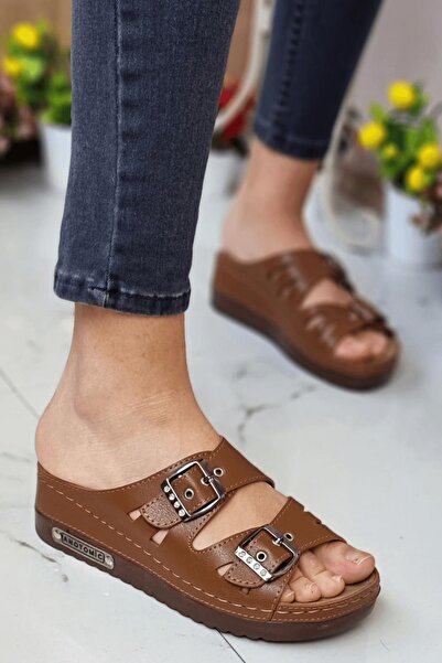 Neon Shoes Darma Women's Daily Slippers Double Tape Stone Buckle Orthopedic Sole Mother's Outdoor & Indoor Slippers