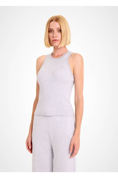Knitss Πλεκτό μπλουζάκι από οργανικό βαμβάκι ανοιχτό γκρι Loungewear