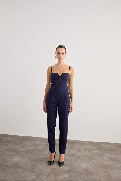 rue Yüksek Belli Önü Pileli Lacivert Pantolon