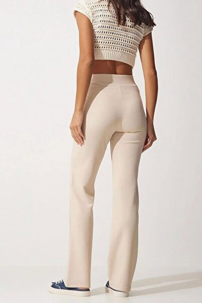 dk denemekabini High Waist Lycra Women's Palazzo Pants - Stone