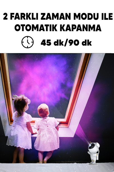 ALFAGİFT Astronot Galaksi Projektör Kumandalı Gece Lambası Yıldız Ve Samanyolu Projeksiyon Işığı