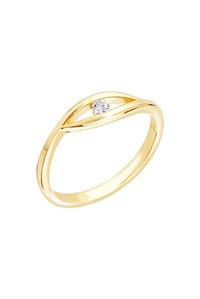 Diamond Line-Gülaylar 14 Ayar Sarı Altın Minimal Yüzük