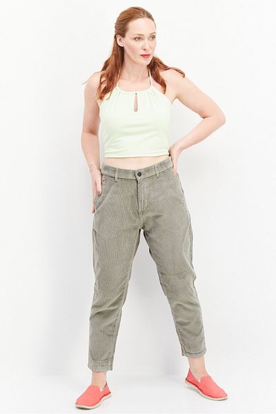 Esprit Women Regular Fit  Riped  Chino Pant,  Olive