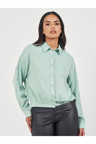 Styli قميص بلوزون سادة بقصّة مريحة وحاشية مرنة