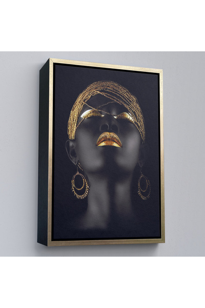 Genel Markalar Çerçeveli Afrikalı Zenci Kadın Yaylera Dekoratif Kanvas Tablo-...