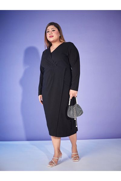 Sassafras By Styli فستان ميدي ملفوف بأكمام طويلة