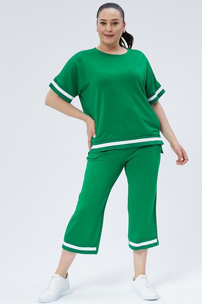 Ebsumu Зелен дамски спортен костюм Capri Plus Size