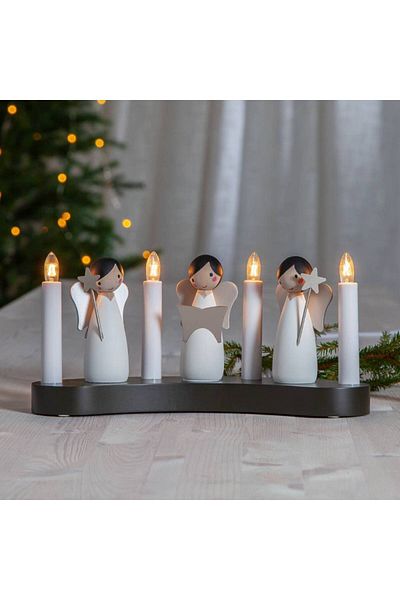 Eglo 411002   "Angel Choir" Candle Set of 4 - E10 Wood, 15cm High, 31cm Long