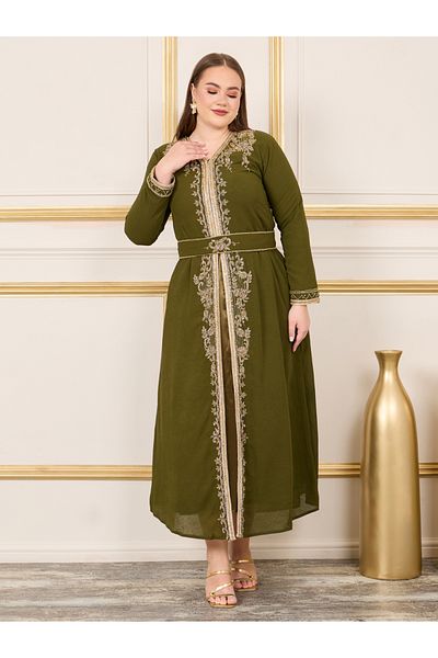 Maxim Creation By Styli Plus Handwork Beaded Detail Belted Kaftan