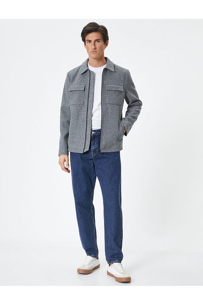Koton Slim Fit-Jacke aus Viskose-Mix – Taschendetail und Reißverschluss