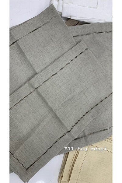 DUYGU KUMAŞ Ajur Detaylı Linen Kumaş Salon Set