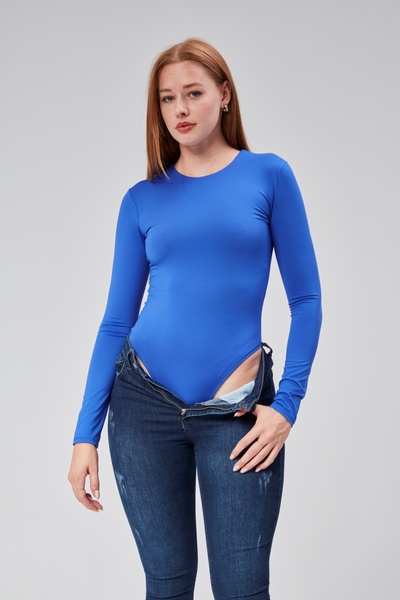 Maison La Femme Saks Blue Lined Long Sleeve Snap Body