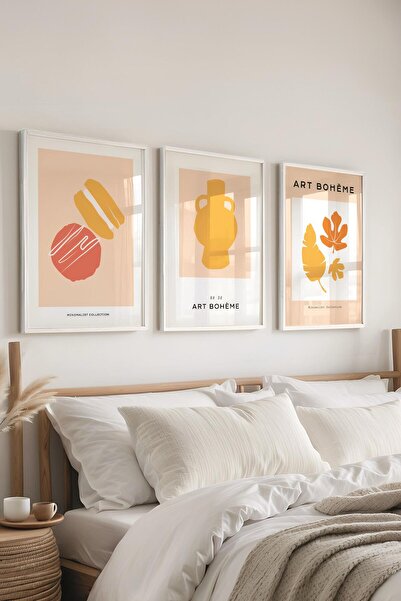 Postifull Set de picturi cu cadru, 3 bucăți cadru alb și set de postere cu te...