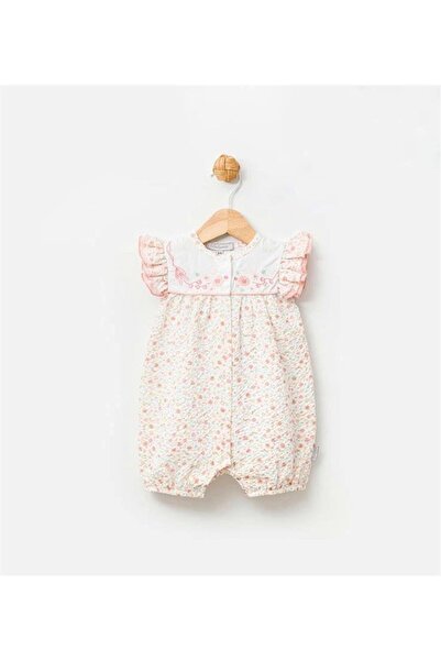 Babydola Kız Bebek Kısa Kollu Çiçekli Tulum-13682