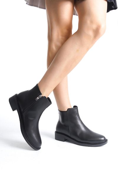 Santamarina Γυναικεία Perry Black Skin Classic Flat κοντά μποτάκια