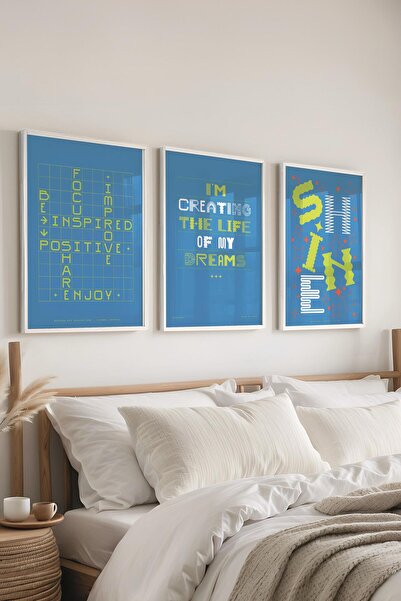 Postifull Set de pictură cu cadru, 3 bucăți cadru alb și set de postere temat...