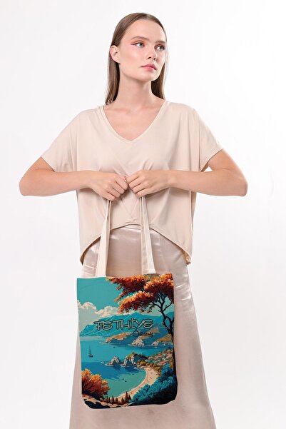 Çınar Bez Çanta Καμβάς Fethiye Dead Sea τυπωμένη υφασμάτινη τσάντα